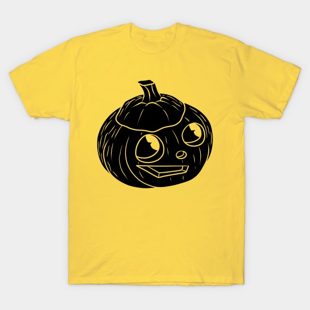 Cute Happy Halloween Jack O' Lantern Black Silhouette T-Shirt by saradaboru